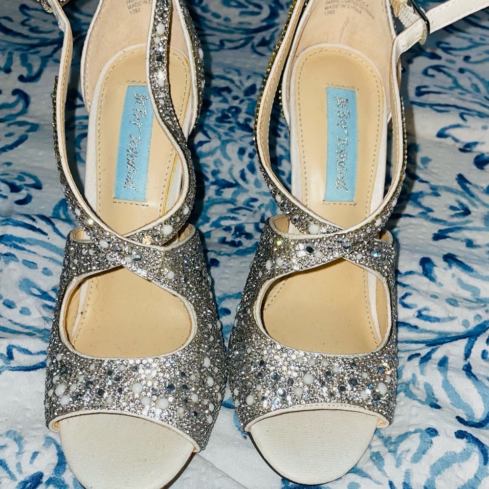 Betsey Johnson bridal shoes rhinestone shiny sparkly